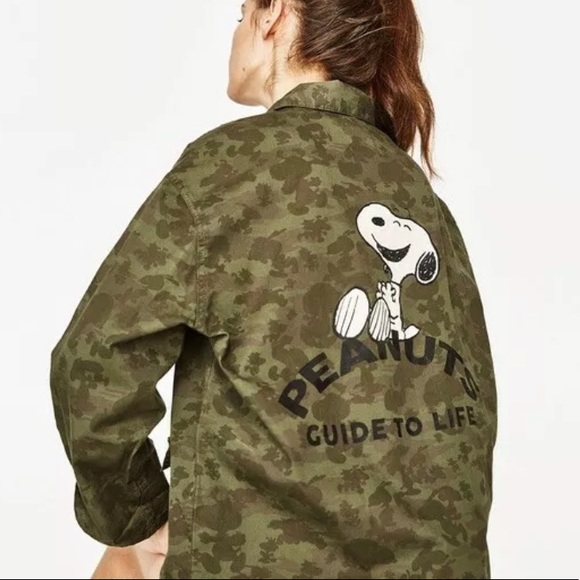Zara Jackets & Blazers - Zara Peanuts Guide To life Camo Jacket